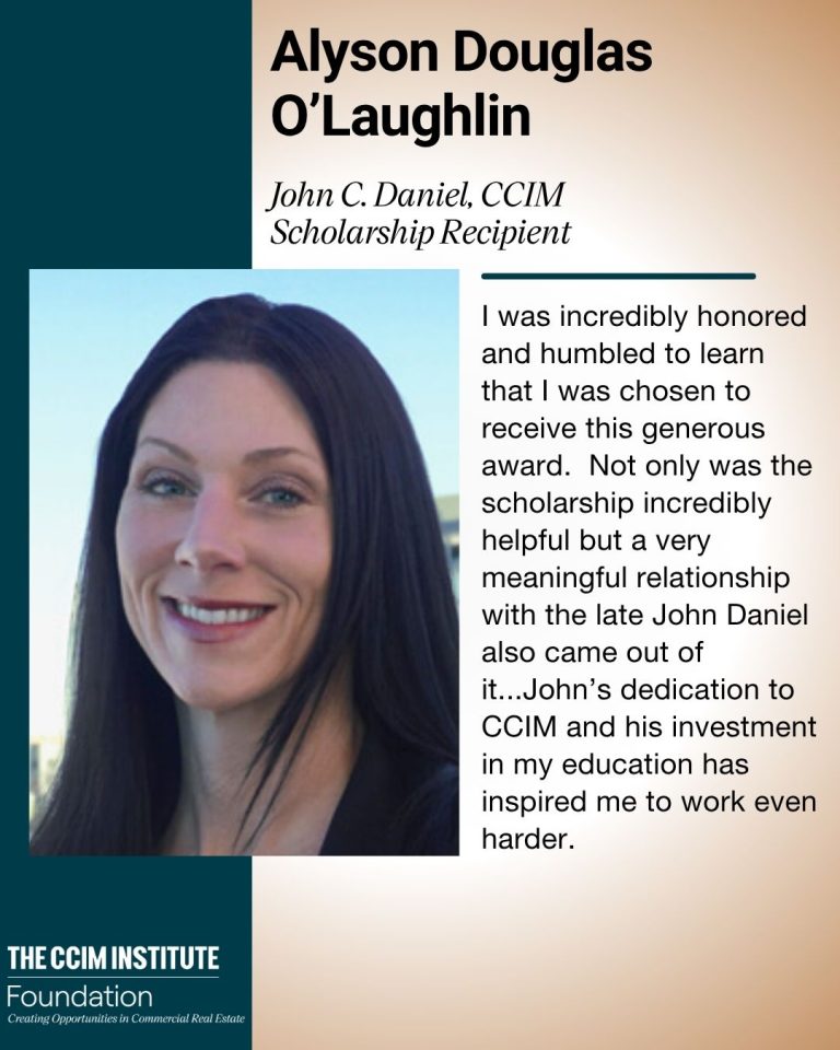 Alyson Douglas O'Laughlin, scholarship recipient testimonial